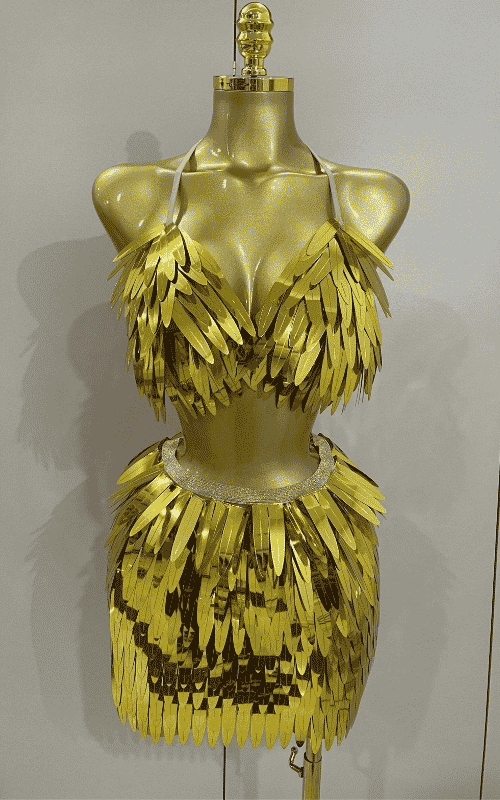 Abigail Shiny Mirror Two Piece Stage Costume Set