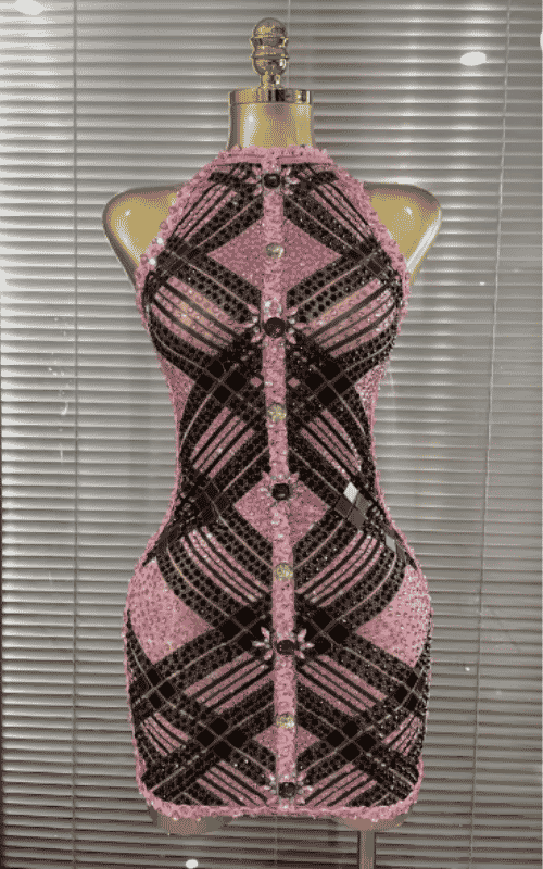 Claire Full Rhinestone Off Shoulder Bodycon Mini Dress