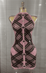 Claire Full Rhinestone Off Shoulder Bodycon Mini Dress