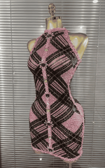 Claire Full Rhinestone Off Shoulder Bodycon Mini Dress