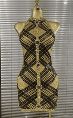Claire Full Rhinestone Off Shoulder Bodycon Mini Dress