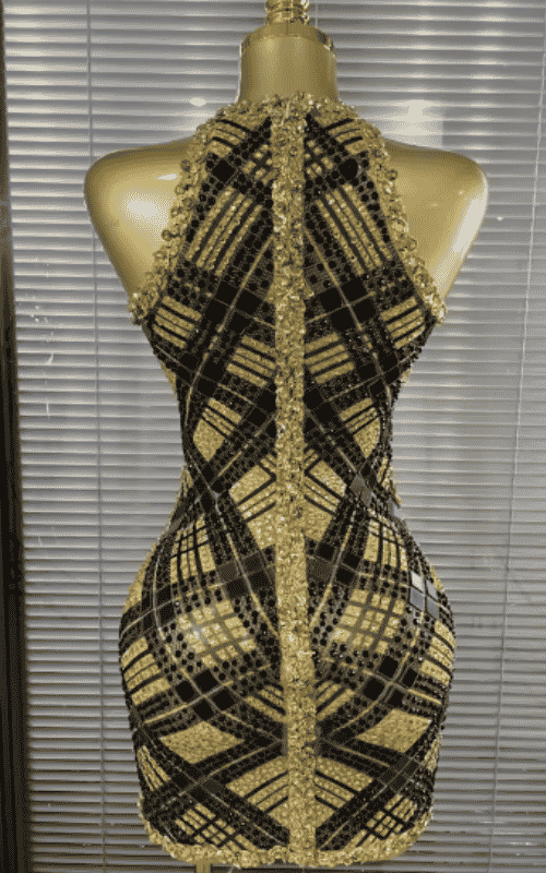 Claire Full Rhinestone Off Shoulder Bodycon Mini Dress