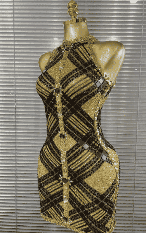 Claire Full Rhinestone Off Shoulder Bodycon Mini Dress