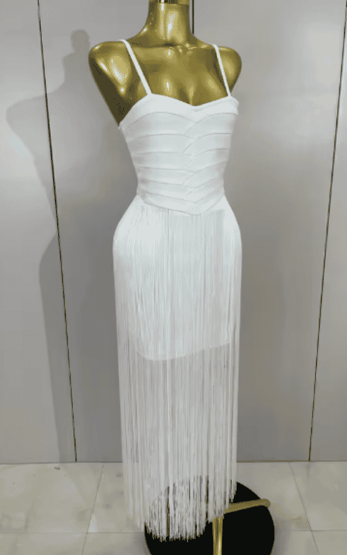 Catalina White Backless Tassel Bodycon Bandage Dress