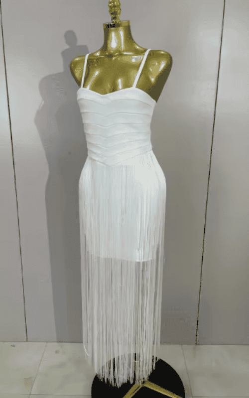 Catalina White Backless Tassel Bodycon Bandage Dress