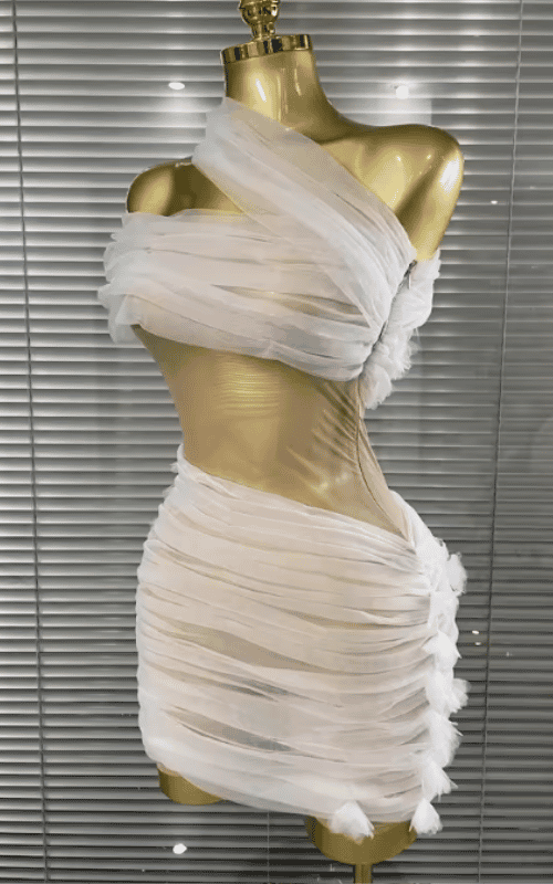 Ava One Shoulder Mesh Mini Dress