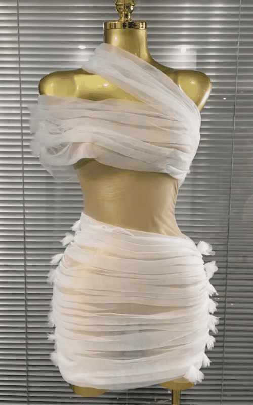 Ava One Shoulder Mesh Mini Dress