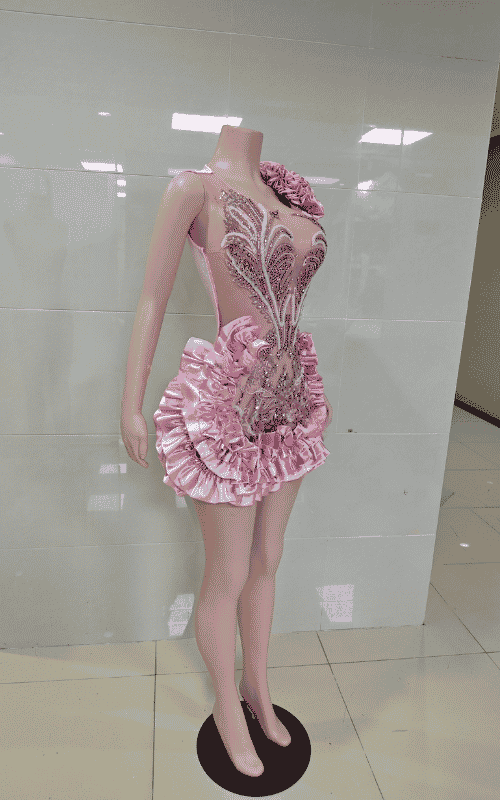 Cascading Ruffle Beaded Mini Cocktail Dress for Birthday Parties