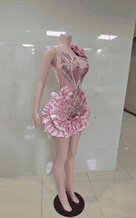 Cascading Ruffle Beaded Mini Cocktail Dress for Birthday Parties