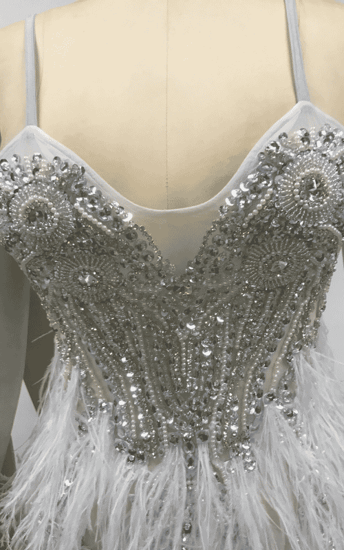 Diamond Crystal Feather Mini Birthday Dress