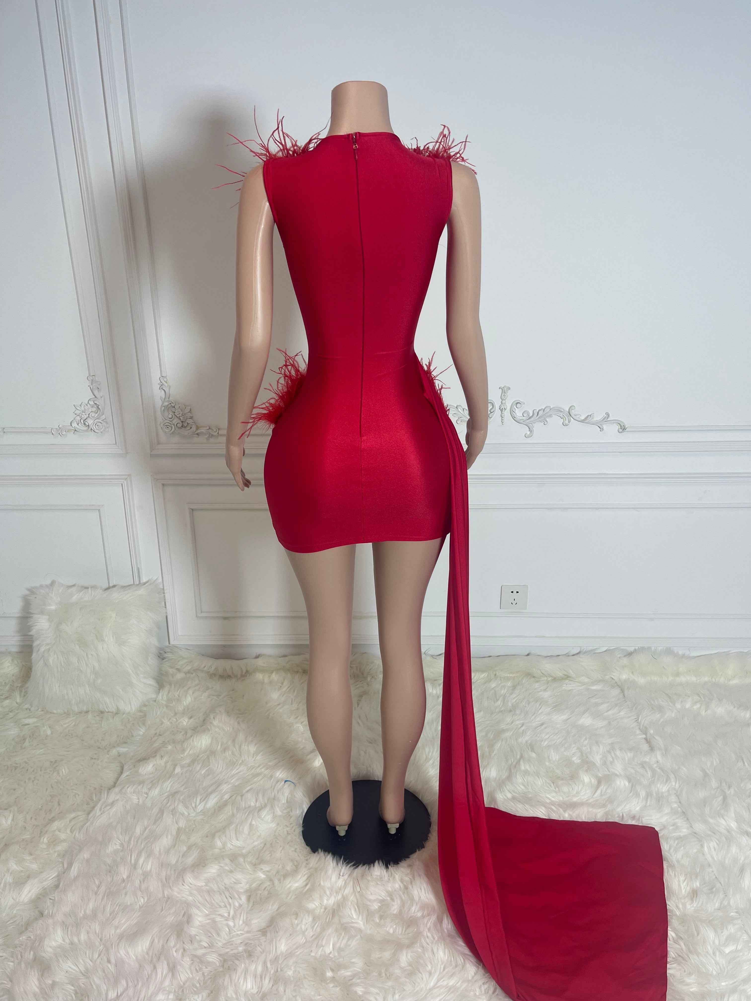 Diamond Feather Crystal Rhinestone Birthday Dress