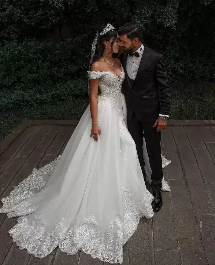Crystal Beaded Elegant Wedding Gown