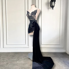 Black Velvet Beaded Embroidery Dress