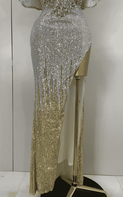 Alyn Shiny Diamond Sequin Off Shoulder Bodycon Long Dress