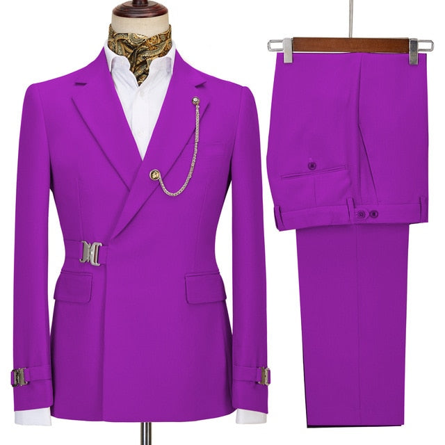 2 Pieces Men's Business Suits Regular Fit Notch Lapel Prom Tuxedos For Wedding (Blazer+Pants)