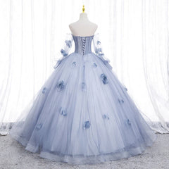Blue Grey Quinceañera Dress