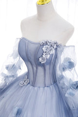 Blue Grey Quinceañera Dress