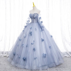 Blue Grey Quinceañera Dress