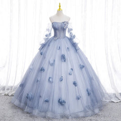 Blue Grey Quinceañera Dress