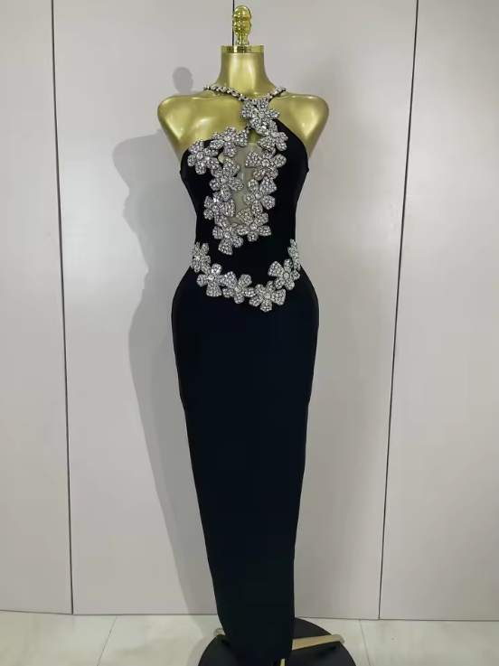 Bianca Sexy Backless Sparkly Crystal Diamonds White Bodycon Bandage Dress