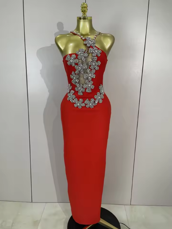 Bianca Sexy Backless Sparkly Crystal Diamonds White Bodycon Bandage Dress