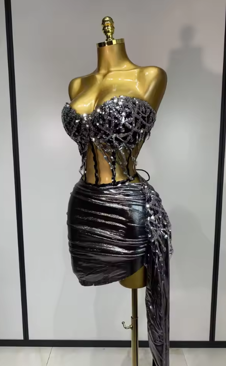 Amira Sparkly Sequins Two Piece Evening Party Set