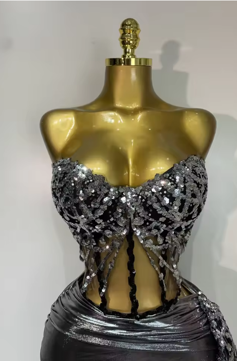 Amira Sparkly Sequins Two Piece Evening Party Set