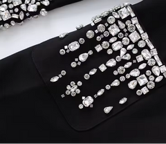 Beaded Rhinestone Embellished Single-Button Women's Suit Jacket Elegant Blazer