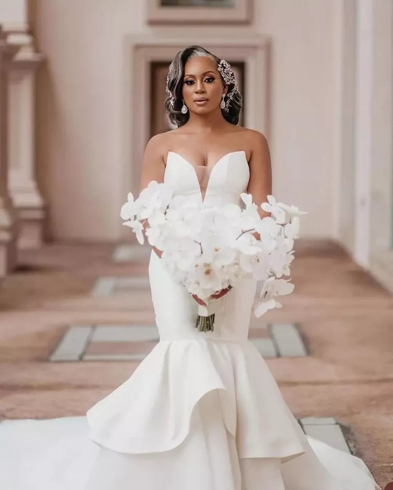 Deep V Sexy Mermaid Wedding Dress