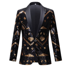 Black and Gold Sequin Men's Suit Jacket   Pants | Luxury 2-Piece Party Set