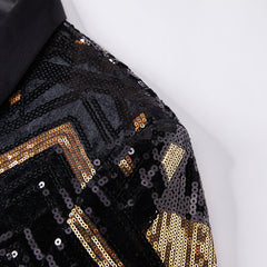 Black and Gold Sequin Men's Suit Jacket   Pants | Luxury 2-Piece Party Set