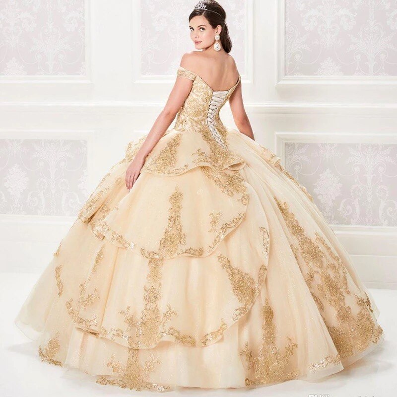 Champagne Princess  Ball Gown Quinceanera Dress