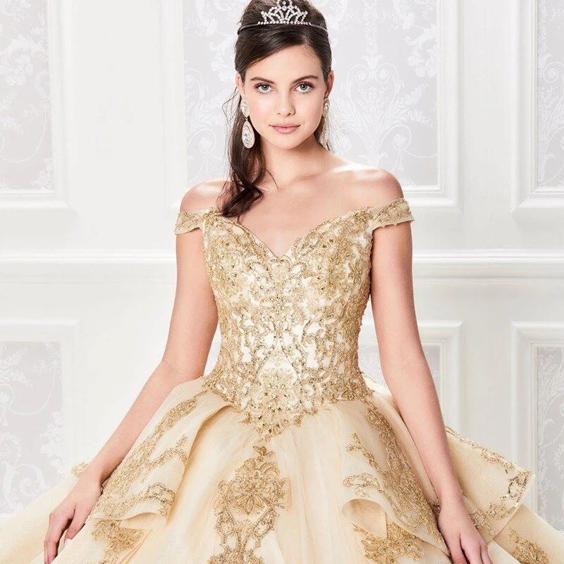 Champagne Princess  Ball Gown Quinceanera Dress