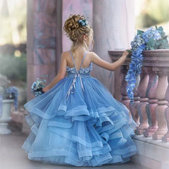 Cute Spaghetti Lace Flower Girl Dress