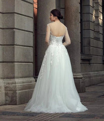Boho dress v-neck long sleeve Wedding Dress