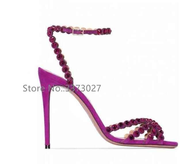 Colorful Crystal Woman Sandals Stiletto Heel