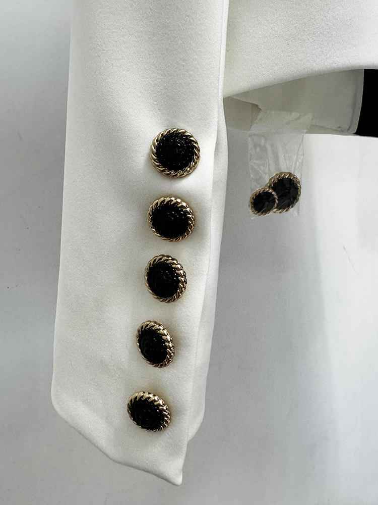 Color-Blocked Single-Breasted Women's Short Tuxedo Jacket Luxury Blazer
