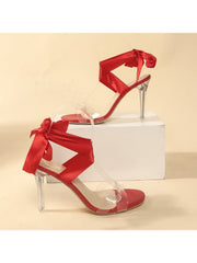 Bow Pure Color Peep-toe Heels
