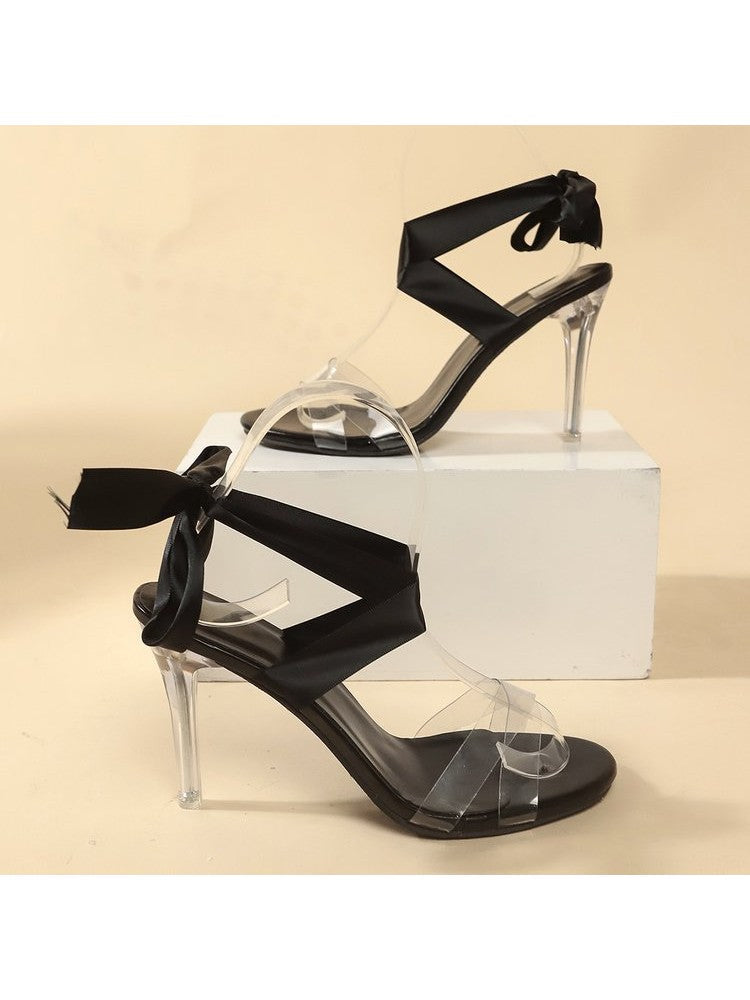 Bow Pure Color Peep-toe Heels