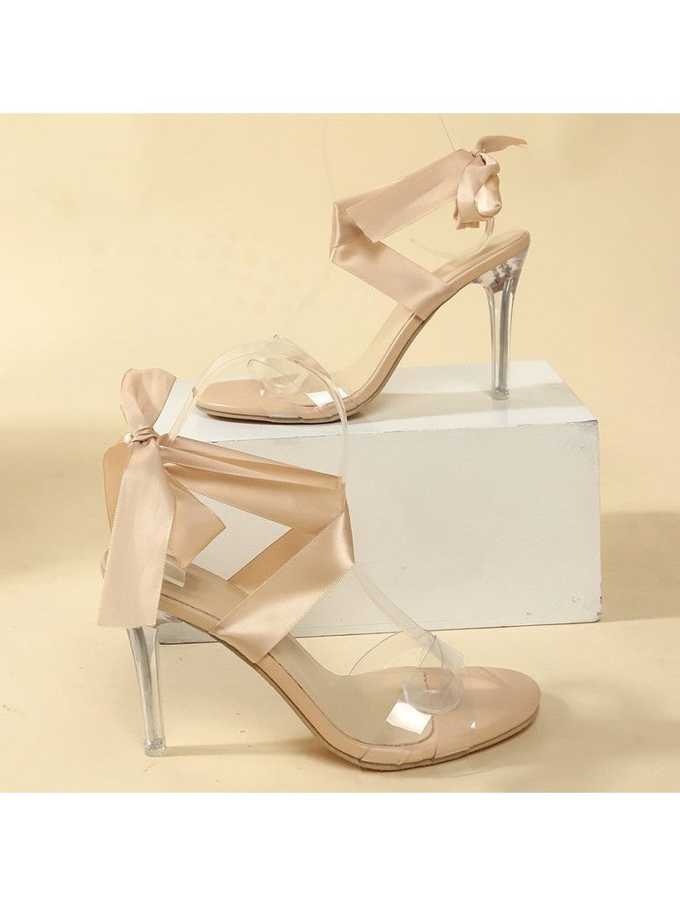 Bow Pure Color Peep-toe Heels