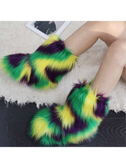 Colorblock Ripple Fluffy Snow Boots