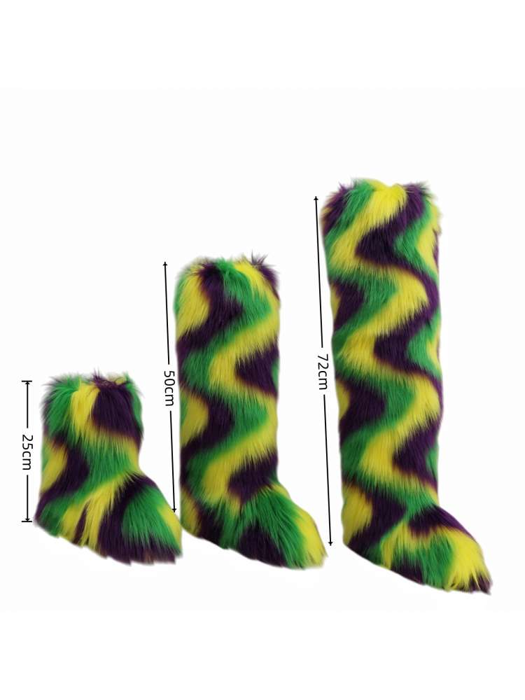 Colorblock Ripple Fluffy Snow Boots