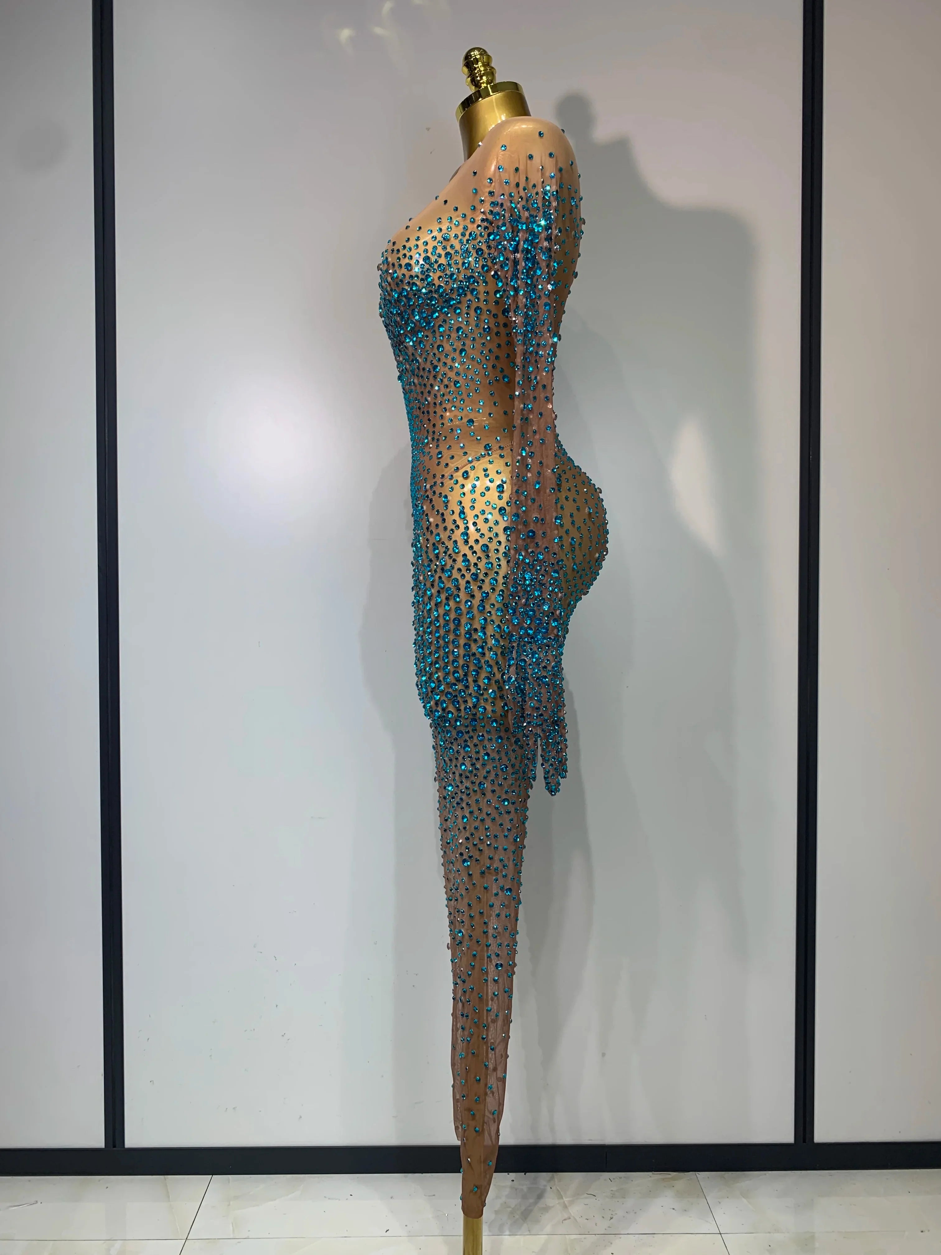 Brooke Luxury Rhinestones See Through Bodycon Jumpsuit