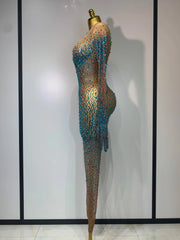 Brooke Luxury Rhinestones See Through Bodycon Jumpsuit