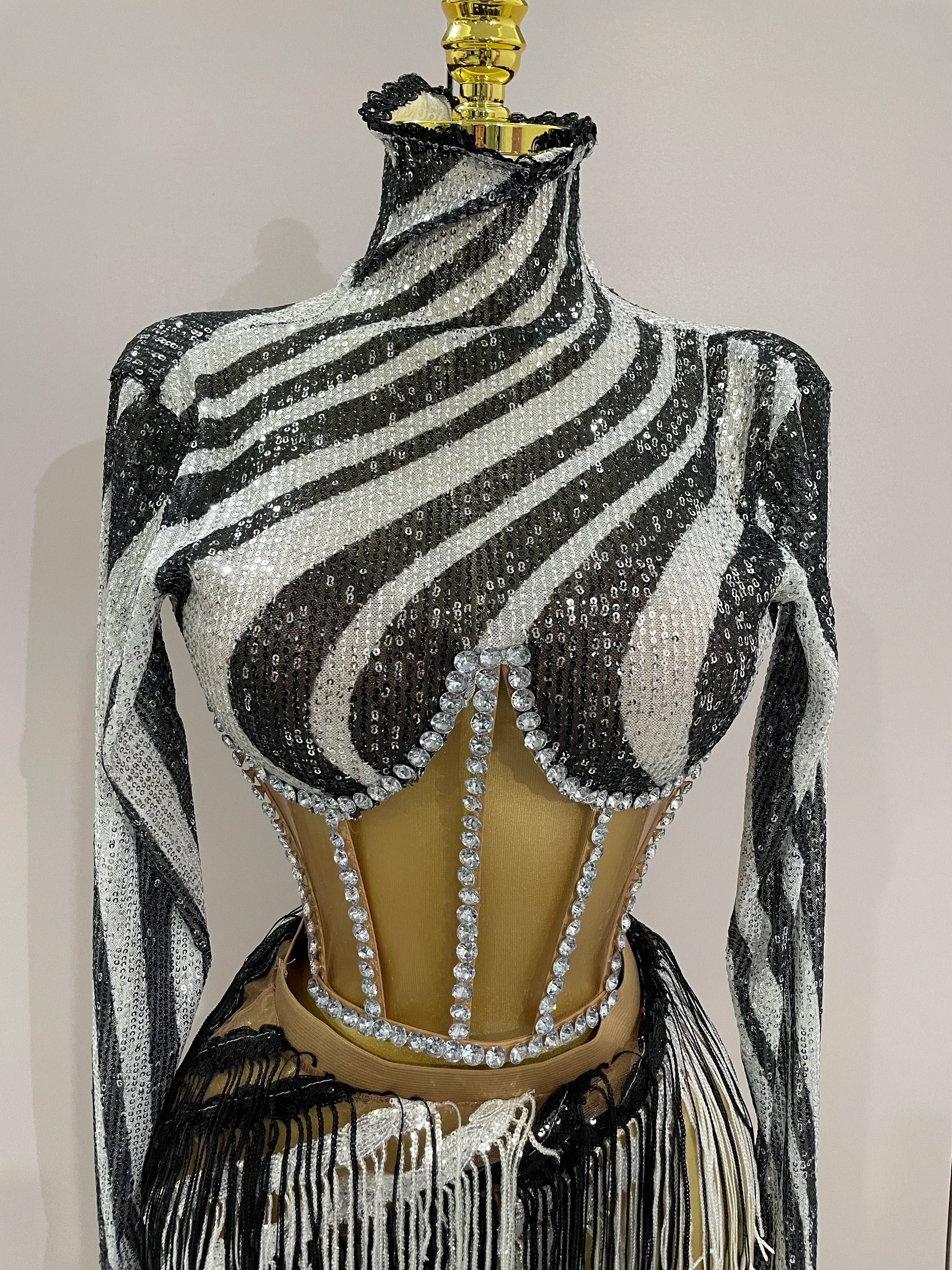 Bree Shiny Sequin Tassel Mesh 2-Piece Set
