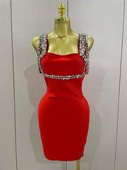 Alicia Luxury Sexy Shining Diamond Backless Bandage Bodycon Mini Dress