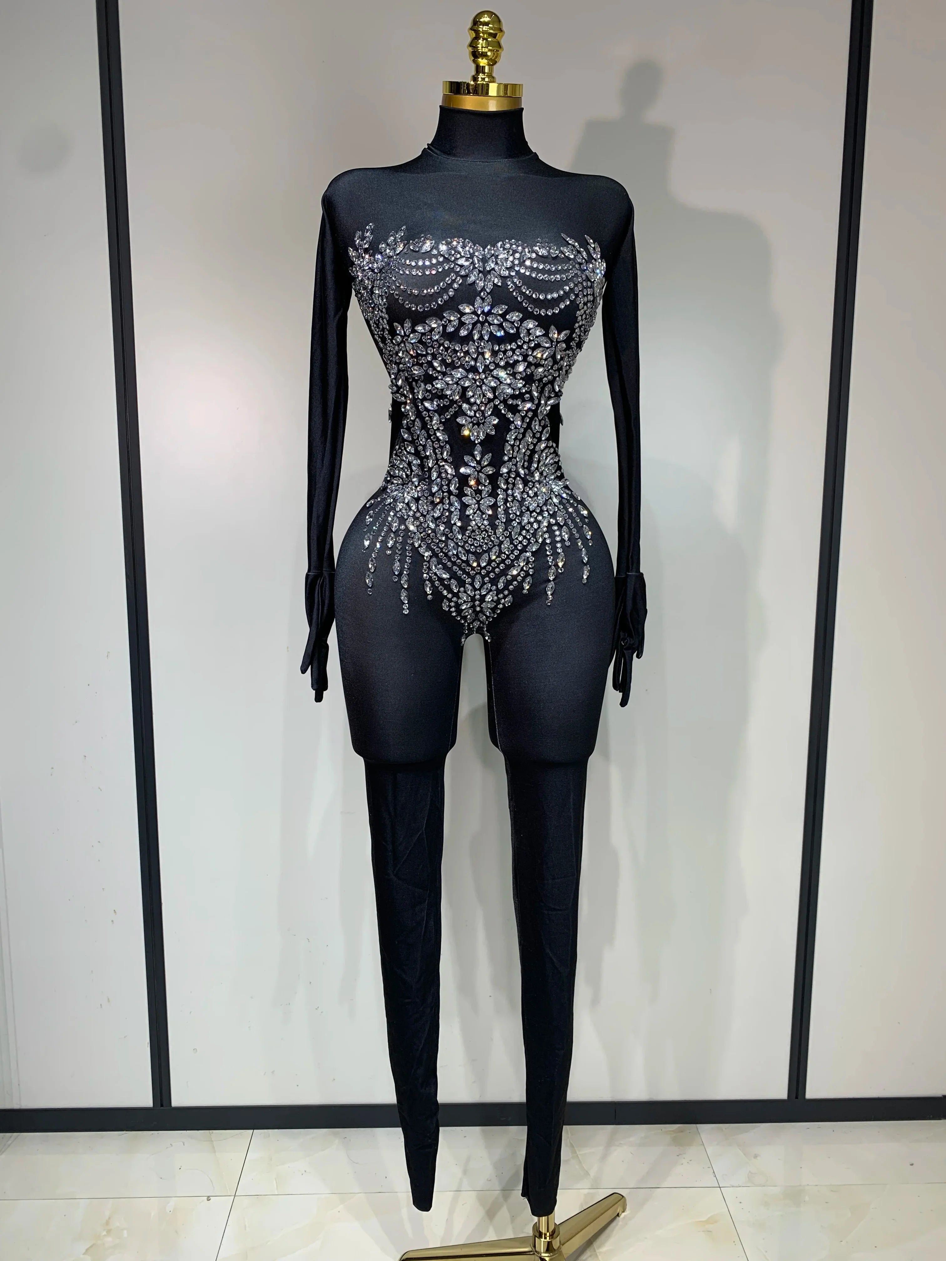 Audre Luxury Rhinestone Stretch Jumpsuit