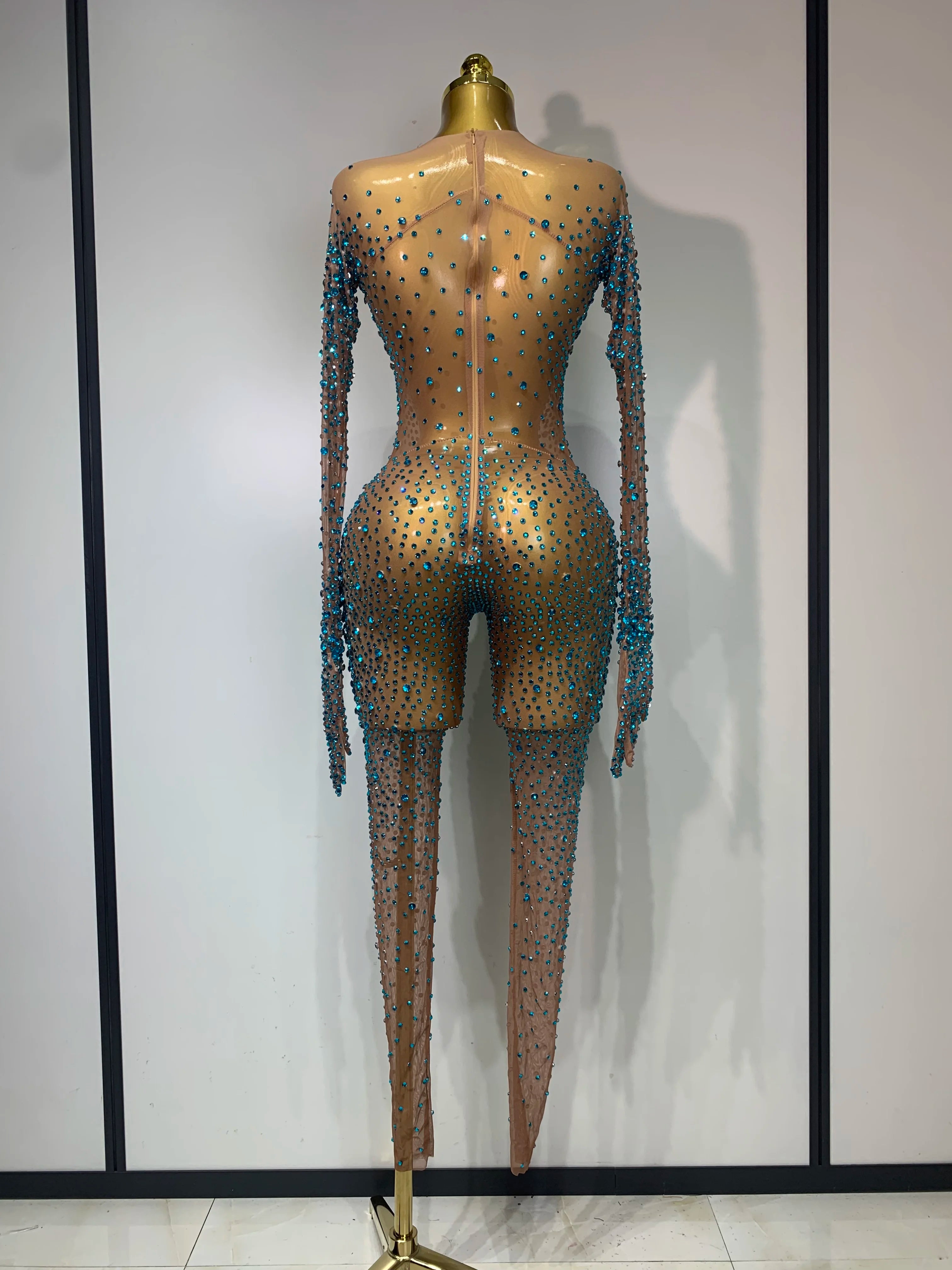 Brooke Luxury Rhinestones See Through Bodycon Jumpsuit
