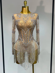 Ayleenah Sparkly Rhinestone Sexy Mesh See Through Rompers