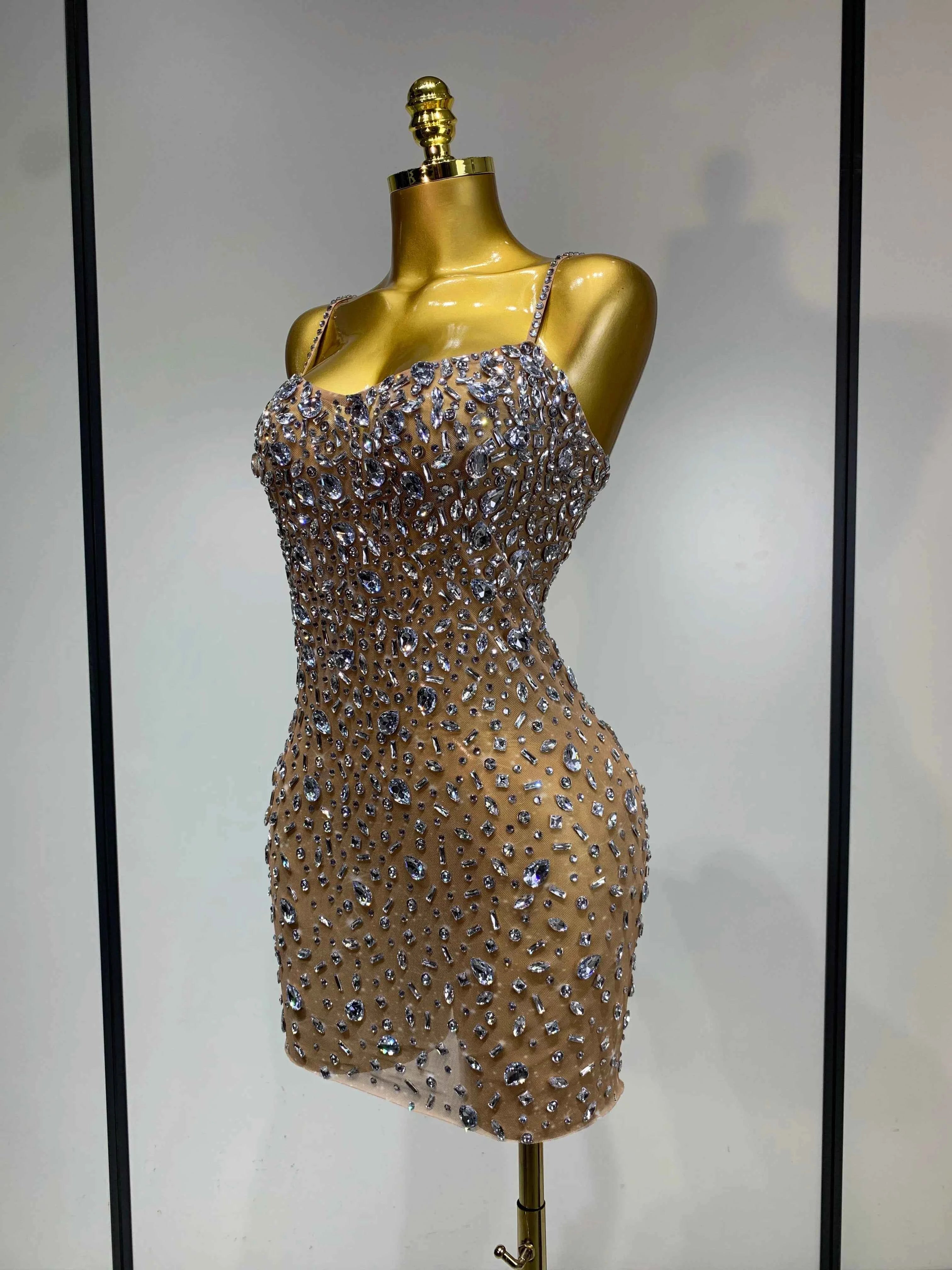Cassandra Sleeveless Rhinestone Bodycon Mini Dress